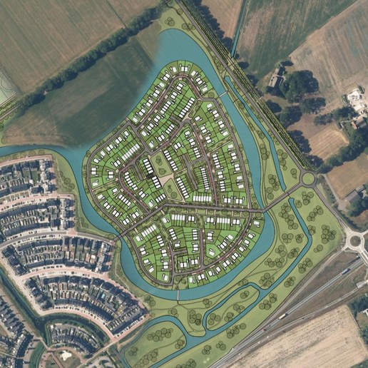3D-tekening van situatie Ydenhoogte van bovenaf